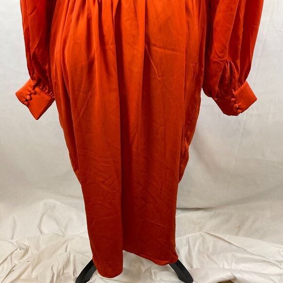 City Chic Opulent Dress XS 14 Orange Amber Crossover Neck Long Sleeve Faux Wrap - Picture 13 of 14